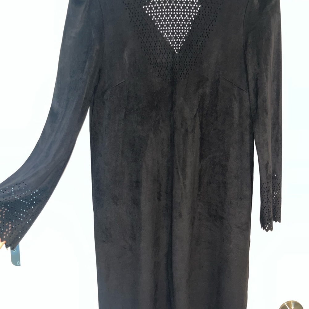 Zara Black Faux Suede Long Sleeve Dress